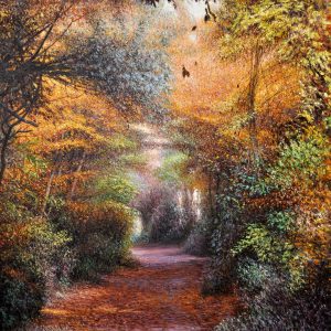 Bosco rosa - olio su tela - cm 50 x 80