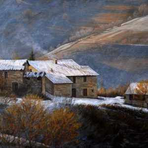 Prima neve - Monti Sibillini - olio su tela -  cm 90 x 45