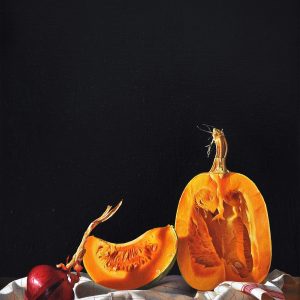 Natura zucca e cipolla - olio su tela - cm 40 x 60