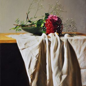 Ortensie sul piatto - olio su tela - cm 35 x 45